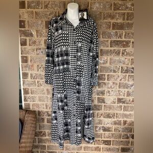 Attitudes by Renee Women's Petite Dress PM  Midi Black Button Down NWT